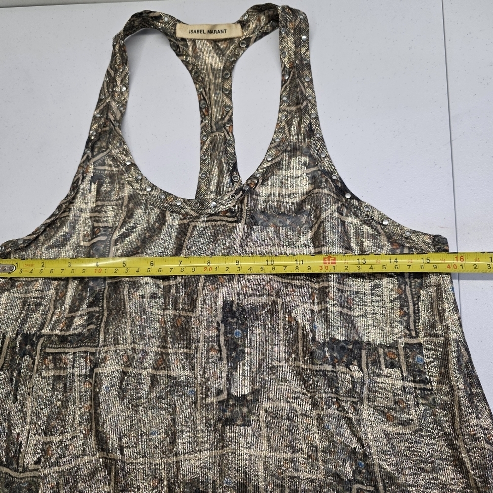 Isabel Marant x H&M silk Metallic studded racer back Tank top - Picture 8 of 12